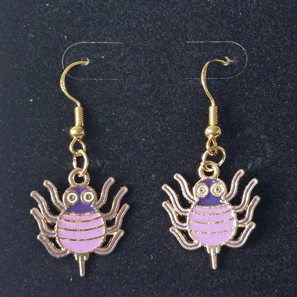 5/$20 Handcrafted Purple Spider Earrings | Lightweight Enamel Earrings